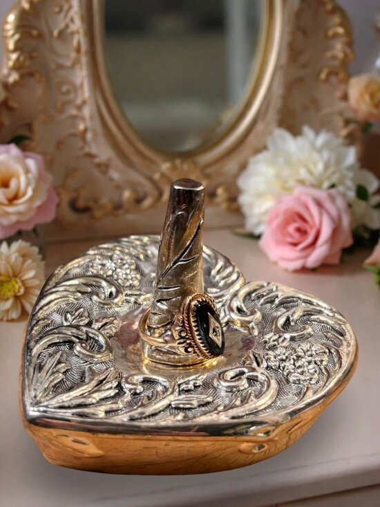 Godinger Victorian Bouquets Jewelry - Godinger Victorian Bouquets Silver-Plated Heart-Shaped Ring Holder With Flora